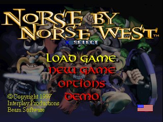 Norse by Norsewest The Return of The Lost Vikings title screen for Playstation